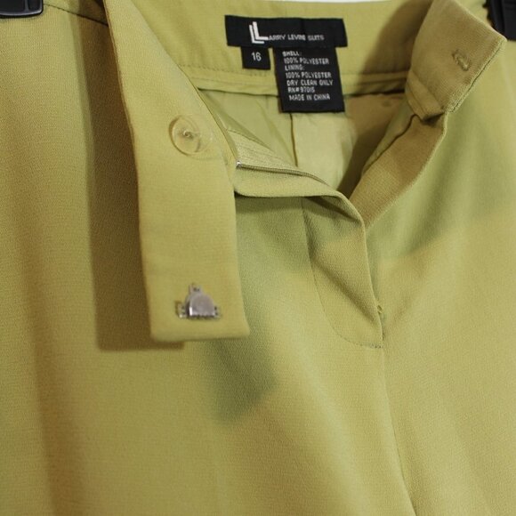 Larry Levine Suits Women’s Light Chartreuse Wide-Leg Rolled-cuff Trouser (16) - Picture 6 of 8
